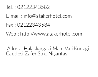 Ataker Hotel iletiim bilgileri